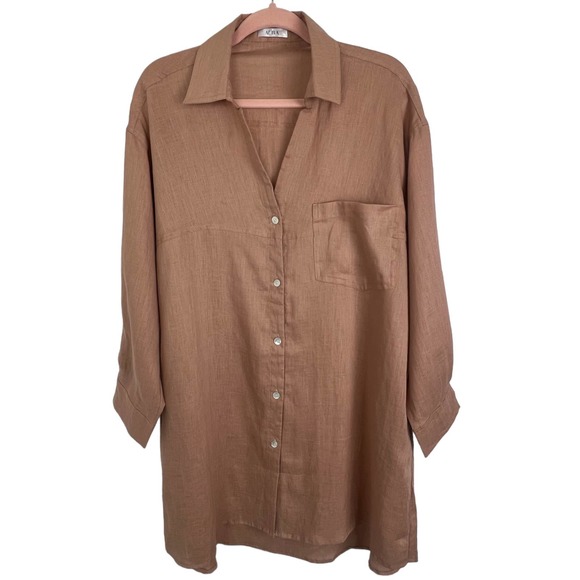 NWOT AURA Boho Rose Tunic Shirt Dress - Picture 4 of 13